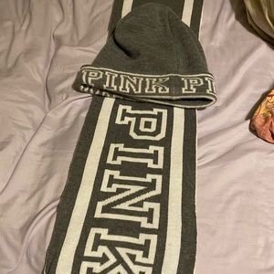 Gray matching scarf + hat by Pink Victoria Secret